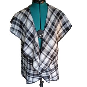 Womens Flannel & Tweed Sleeveless Tunic Vest Jacket